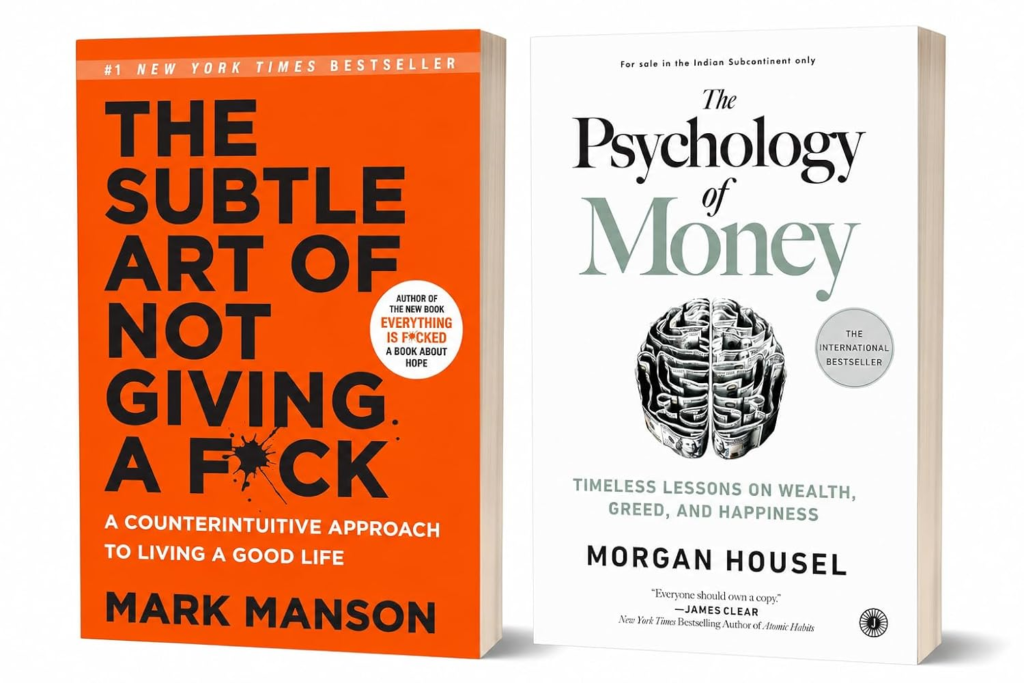The Subtle Art of Not Giving A F*ck + The Psychology of Money Combo Set Self Help Personal Finance Mindset Growth Books Paperback Collection